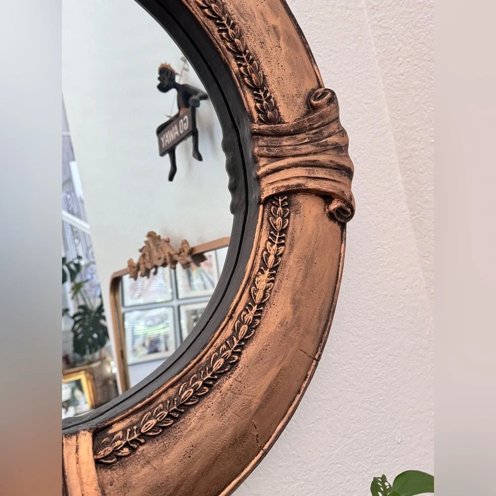 Vintage Antique Gold Round Frame With Mirror